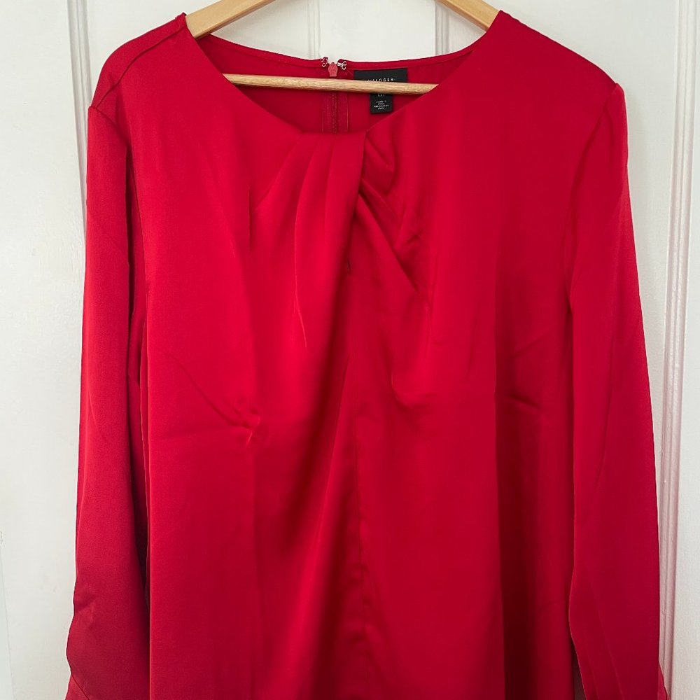 HALOGEN - TWIST NECK SATIN BLOUSE - RUBY RED - NEVER WORN - XXL